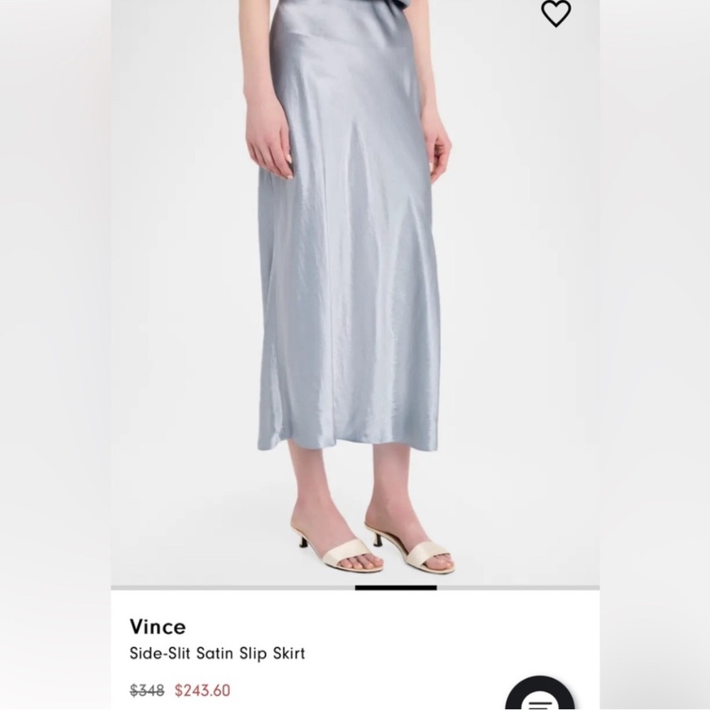 LIKE NEW Vince Side Slit Slip Skirt in Silver